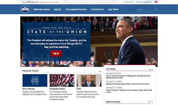Homepage Design for Whitehouse.gov in 2015