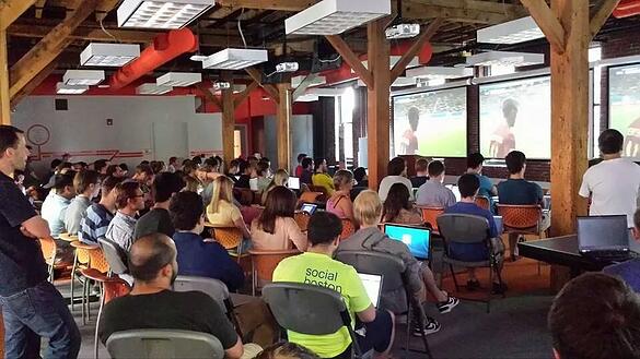 hubspot employees watching world cup