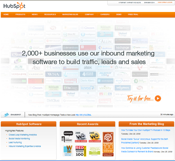 New HubSpot Homepage