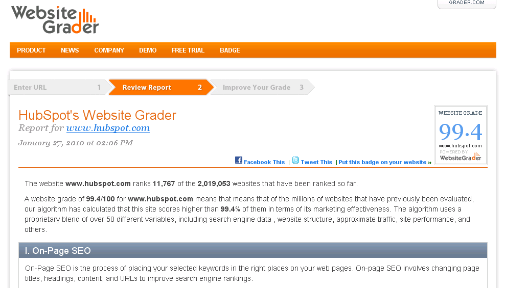 Website Grader Analyzes Over 2 Million Sites