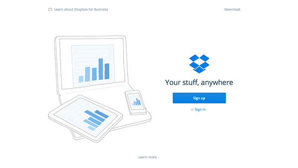 DropBox（一般向け）のウェブサイトデザイン