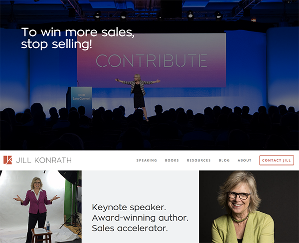 Jill Konrath Homepage Design