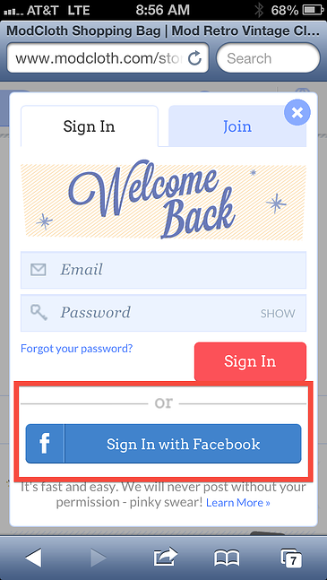 responsive design social login