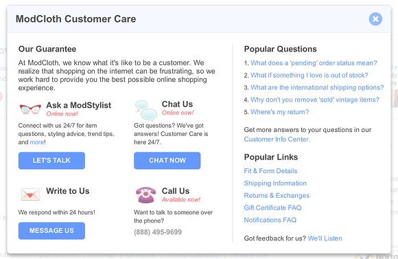 various customer service options