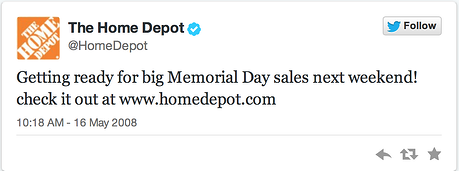 home depot first tweet