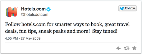 hotels.com first tweet