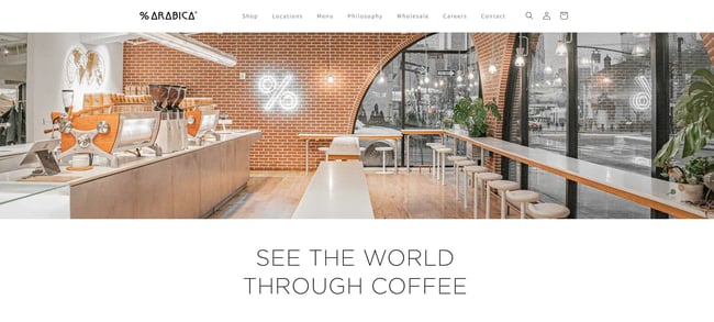 % Arabica coffee shop website