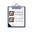 Clipboard with a checklist featuring two checked boxes and blank lines for additional items.