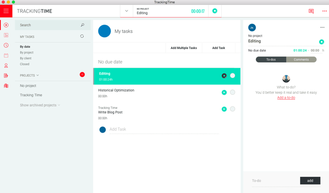 TrackingTime time tracking dashboard