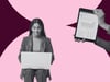 A woman designs a landing page