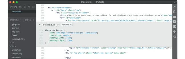 best html and css editor brackets