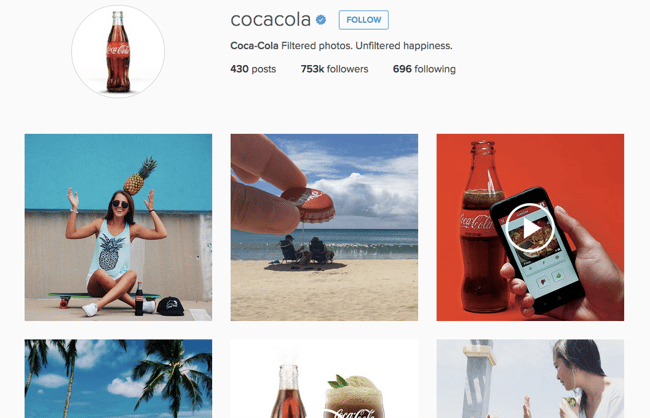 Coca-cola no Instagram - Estratégia de marca
