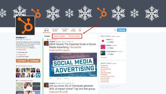 Cuenta de Twitter de HubSpot