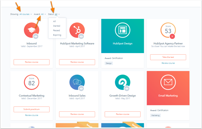 hubspot-academy-learning-center-sorting-filtering.png