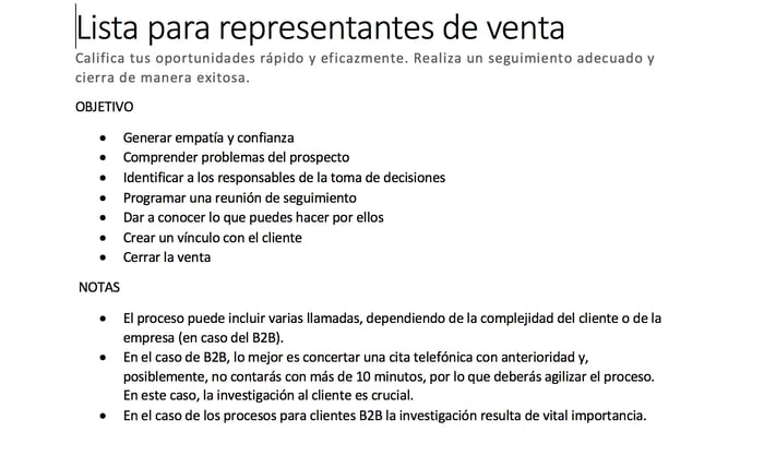 Checklist