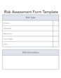 Template for a risk assessment form featuring sections for selecting a risk type, including financial, operational, reputational, human safety, and other, along with a space for a risk description.