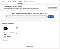 best nonprofit linkedin profiles: raceforward sharing job opportunities on its profile