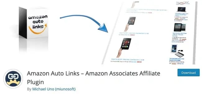 product page for the amazon affiliate wordpress plugin Auto Amazon Links