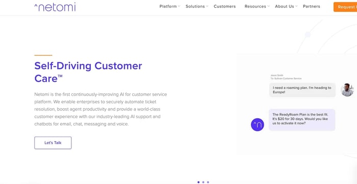 netomi Example of Artificial Intelligence CS Technology