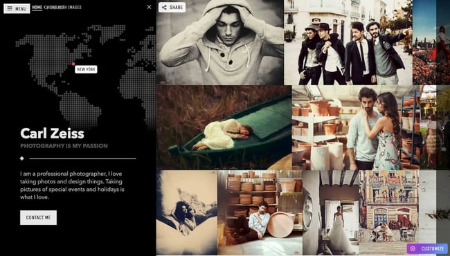 Masonry homepage demo of Moon WordPress theme