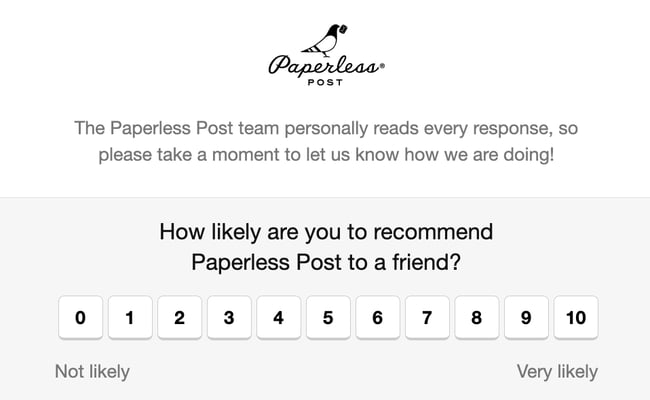 Voice of Customer NPS survey example