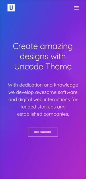 mobile preview of the mobile friendly wordpress theme Uncode