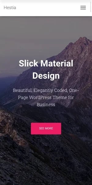 mobile preview of the mobile friendly wordpress theme Hestia