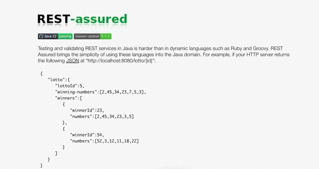 homepage of the API design tool rest assured