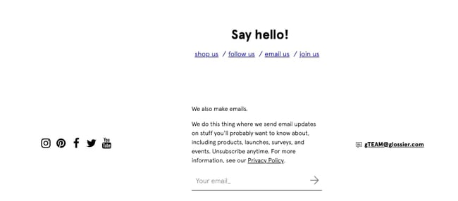 about us landing page glossier