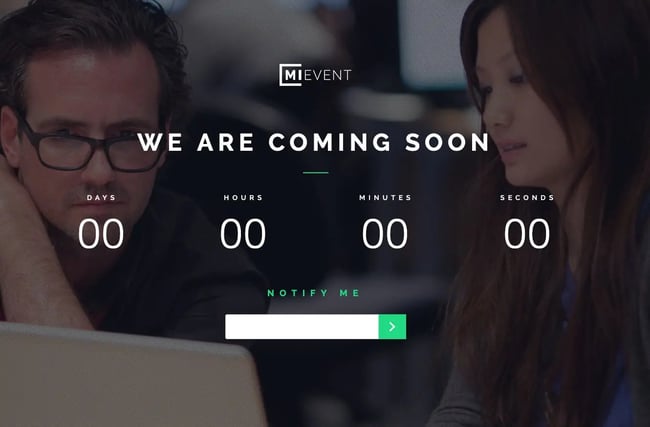types of landing pages: coming soon landing page
