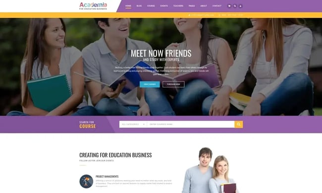 online course wordpress themes: academia 