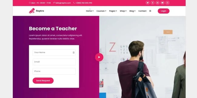 online course wordpress themes: reptro