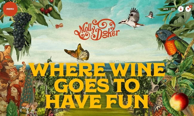 vintage website design example: mollydooker wines
