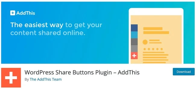 download page for the wordpress social media widget AddThis