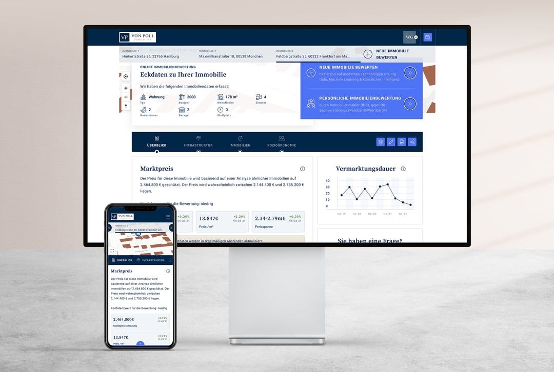 Bild von Kundenportal und Eigentümerbereich der Von Poll Website