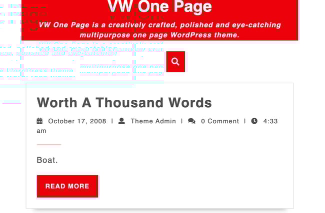 WV One Page Landing Page WordPress Theme