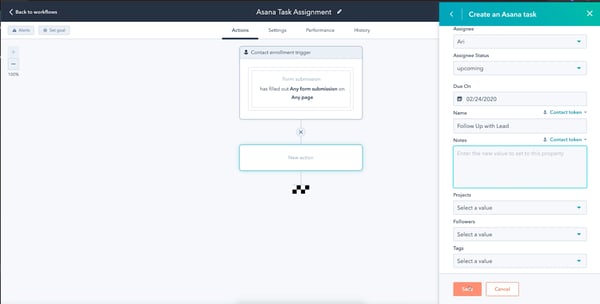 A screenshot illustrating the point made above (using Asana to create a task)