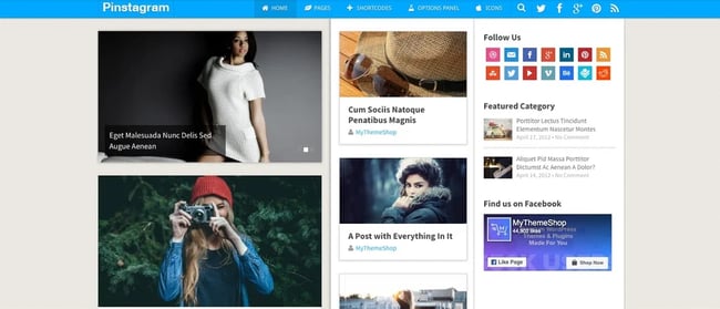 demo of the wordpress theme for adsense pinstagram
