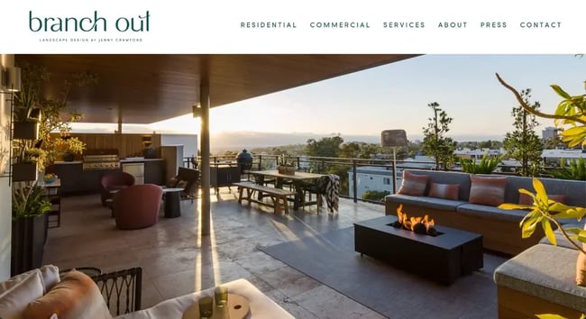 landscaper website design example: branch out landscapes