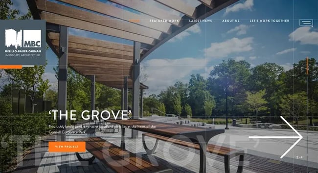 landscaper website design example: melillo bauer carman landscape architecture