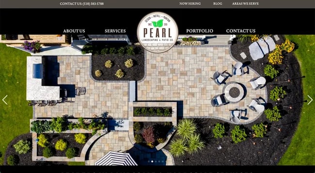 landscaper website design example: pearl landscaping