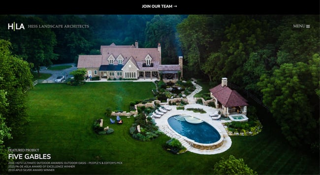 landscaper website design example: