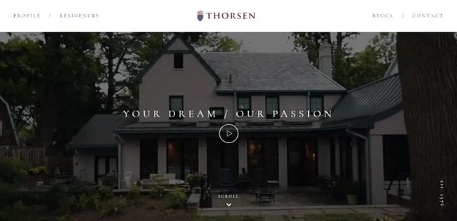 Best construction company website designs, example from Thorsen