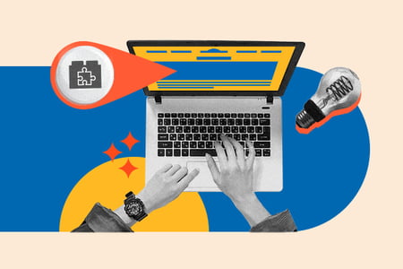 auto blogging plugins wordpress: image shows a person typing on a laptop working on their wordpress website 