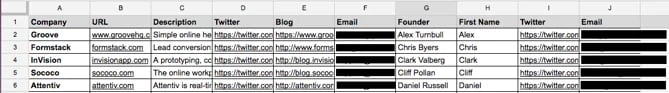 example spreadsheet