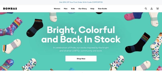 Bombas is a Shopify Plus website example