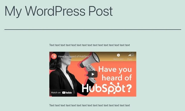 a mock wordpress post with an embedded youtube video