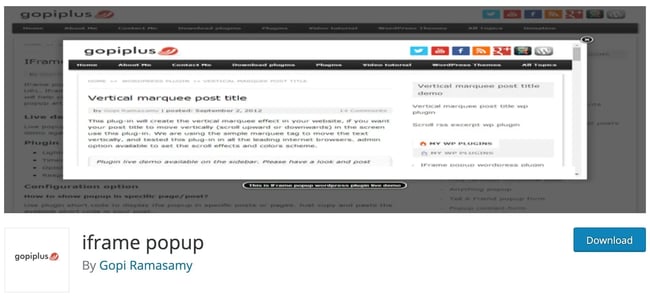 iframe wordpress plugin: iframe popup