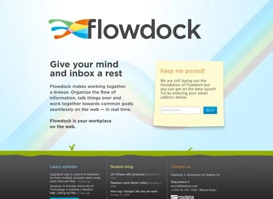 website under construction page for the company Flowdock