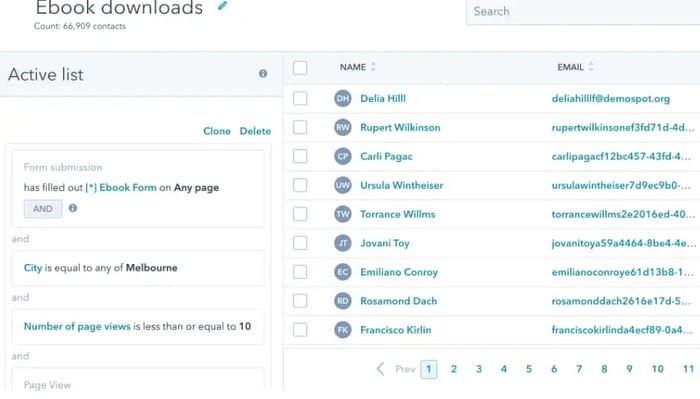 how to manage sales leads, segmented list displayed in a CRM
